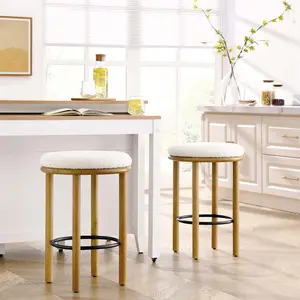 Modway Fable Boucle Fabric Counter Stools - Set of 2 in Oak Ivory