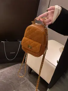 Women's Faux Suede Crossbody Bag, Rhombic Pattern Shoulder Bag, Versatile Chain Strap Travel Backpack, Casual Shoulder Bag, New Arrival 2026