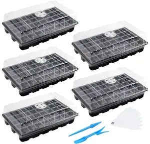 Seedling Trays Seed Starter Tray, 5-Pack Mini Propagator Plant Grow Kit, (40 Cells Per Tray, Total 200 Cells)