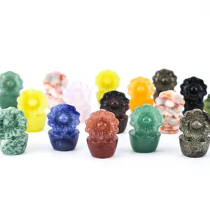 【Higher Crystal】1 count Colorful Crystal Flower Pot Carvings - Natural Gemstone Decor | Handmade & Charming