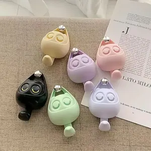 1Count Blinking Cute Kitten Wall Hook with Expressive Eyes - No Drill Adhesive Installation, Heavy Duty Plastic Cat-Shaped Hanger for Bathroom, Kitchen, Home Decor - Pastel Colors (Yellow, Pink, Green, Purple, Blue) - Space-Saving Srage Organizer, Utility