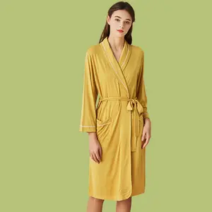 ULTRA SOFT GOLDEN Women BAMBOO ROBE  Comfortable Gowns Womenswear Nightwear Loungewear Elegant