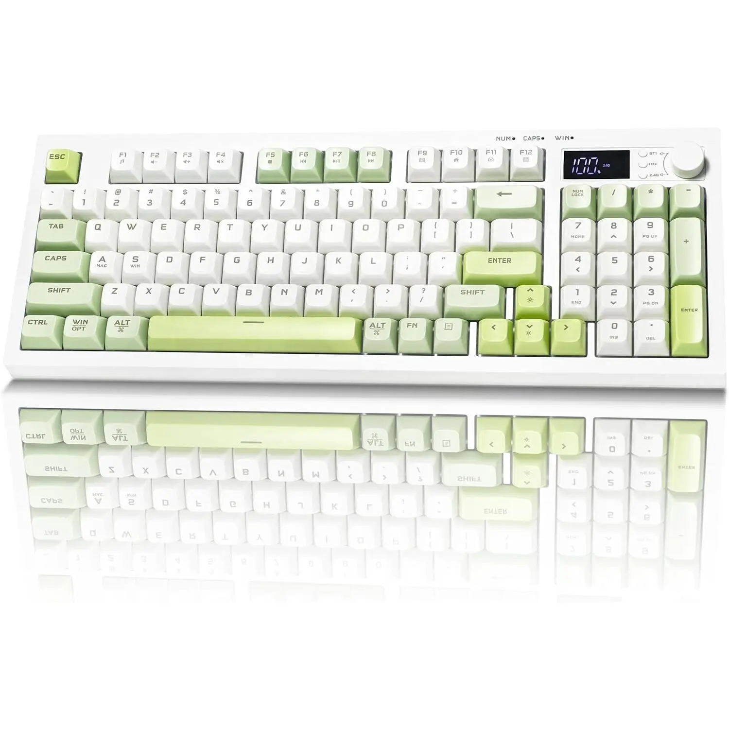 Wireless Bluetooth Keyboard, Quiet 94-Key Keyboard for Work, Tri-Mode BT5.0/2.4GHz/USB-C, Creamy RGB Backlight, Anti-Ghosting, Compatible with PC & Gaming Consoles, Bluetooth Keyboards