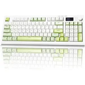 Keyboard, Quiet Keyboard for Work, Tri-Mode BT5.0/2.4GHz/USB-C, Creamy  with RGB Backlight, 94-Key, Anti-ghosting , Compatible with PC, , Gaming Consoles