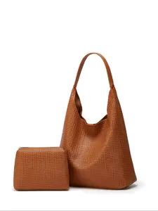 Women's Large Capacity Tote Bag Set, Pu Tote Satchel, Casual Plain Shoulder Bags, Perfect for Travel and Daily Commute, All Seasons Use