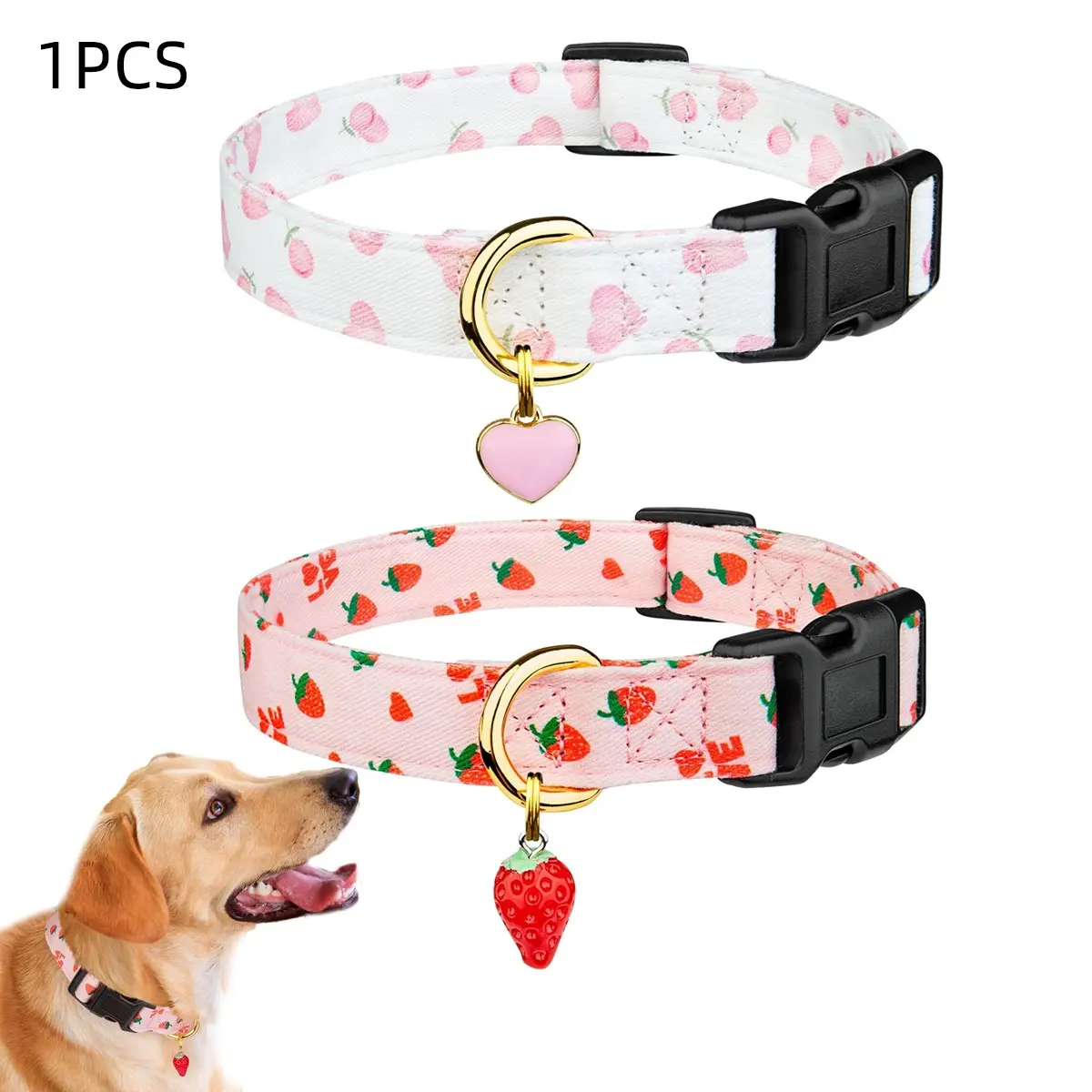 1pcs Handmade Puppy Dog Collar with Cute Patterns, and Love Heart Design Pendant, Perfect Valentine's Gift for Dogs