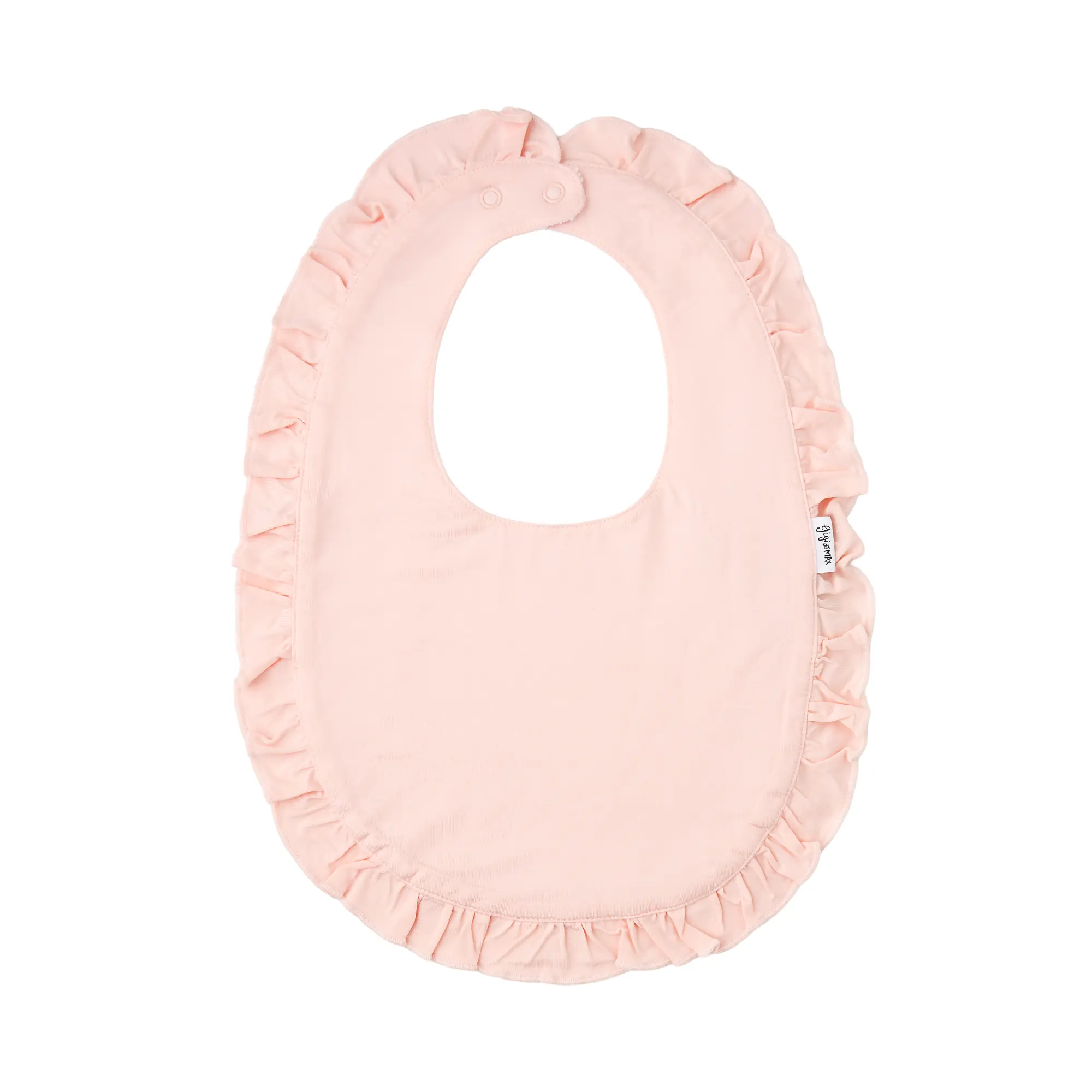 Light Pink RUFFLE SNAP BIB Ultra Soft Knit Front Absorbent Terry Fleece Back Baby Bib for Comfort and Protection