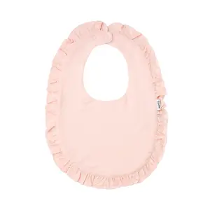 Light Pink RUFFLE SNAP BIB Ultra Soft Knit Front Absorbent Terry Fleece Back Baby Bib for Comfort and Protection