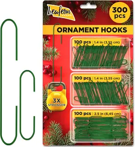 300 Pack Christmas Ornament Hooks for Christmas Tree Decoration   Holiday Ornament Hangers (Green)