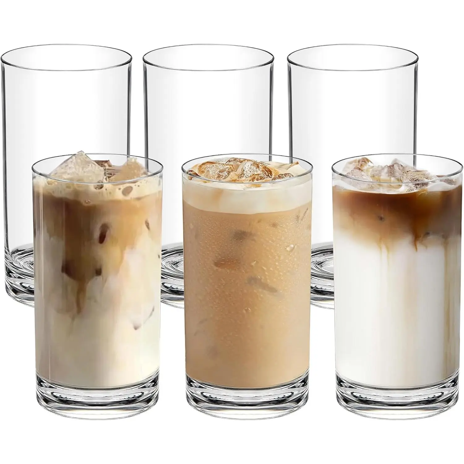 Shatterproof Plastic Drinking Glasses Set of 6, 17 Oz Clear Unbreakable Tumblers for Kitchen, Poolside & Patio - , Dishwasher-Safe,  Cups That Look Like Glass