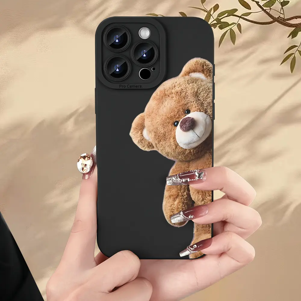 Fun Fashion Creative Bear Pattern Smartphone Casing, Handheld Device Protector for iPhone 17 Air-16 Plus-15 Pro Max-14 Pro-13-12-11, Impact Resistant Drop-Proof Daily Accessory, Family Gift MS559
