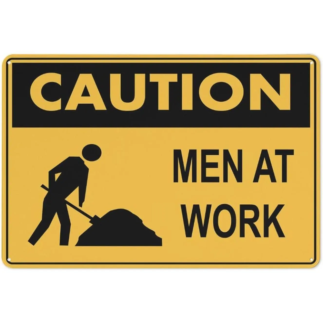 Caution Men At Work Sign Safe Sign, Signs Outdoor, 12 X 8 In, Sign For Home, Business, Driveway Alert
