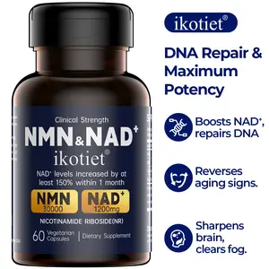 IKOTIET-NAD+ Anti-aging and Cell Regeneration Supplement, NAD+NMN, 300mg Niacinamide, 30 Servings | Supports cellular energy, skin care, brain and muscle health | Niacinamide Ribose (NR) Christmas Special: Two bottles (120 capsules total)