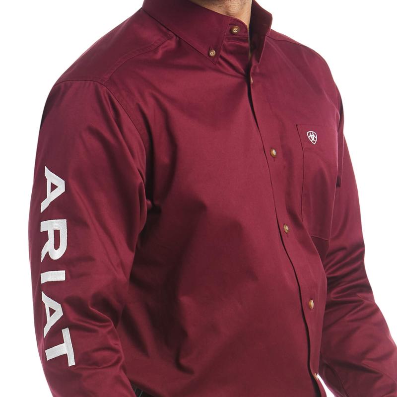 Ariat Men's Team Logo Twill Classic Fit Shirt Burgundy
