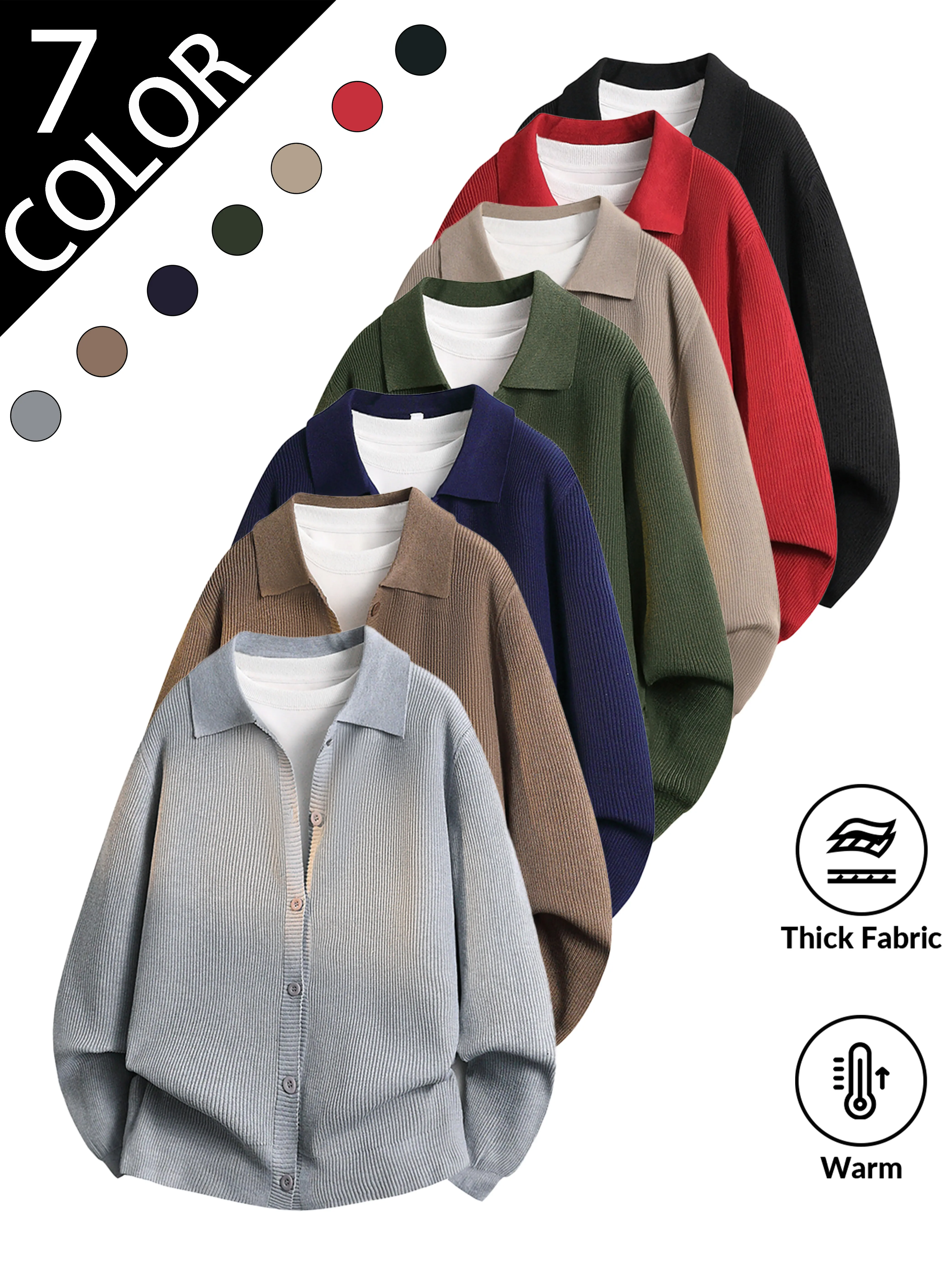 Men’s knit Polo collar shirt jacket for spring and autumn, minimalist Korean style sweater blazer with premium texture for daily casual wear. Fine soft knit fabric delivers gentle skin-friendly comfort and moderate warmth, ideal for cool transitional