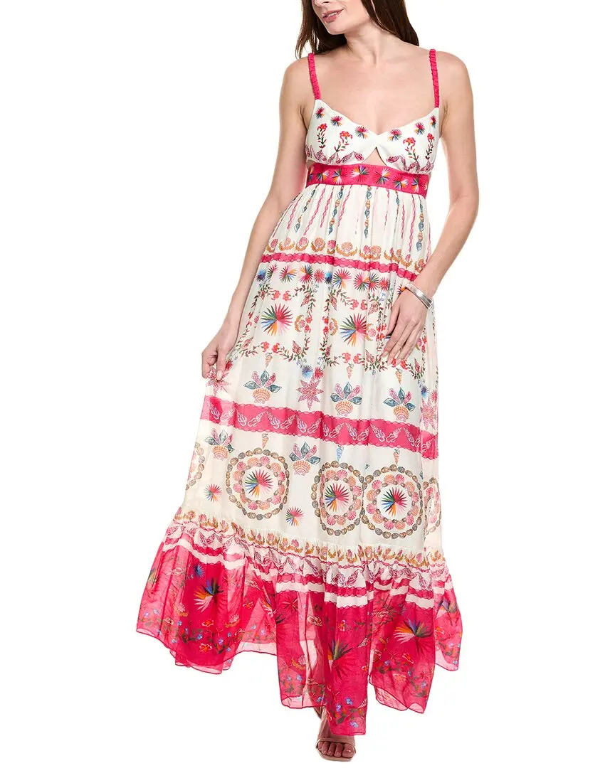 SALONI Linen Bodice Silk-Blend Maxi Dress