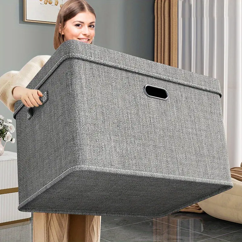81L High-quality Large-capacity Foldable Storage Box, Foldable Storage Box With Lid, With Removable Lid, Washable Storage Box Organizer, Storage Basket With Lid, Suitable For Bedroom/living Room/wardrobe/office, Under The Bed Storage, Mother's Day