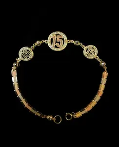 Ali Jewelers 10 Karat Gold Unisex Bangle Bracelet - 3.5 mm, Cubic Stones, 15-Year Milestone Fashion Accessory, Bangle Type