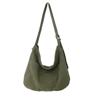Canvas Hobo Crossbody Shoulder Tote Bag for Women and Men W/Multi-pocket Casual Purse Messenger Bags Travel Work