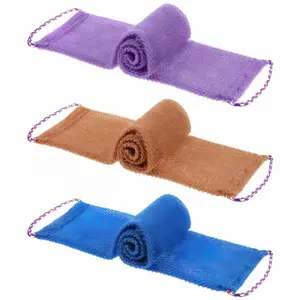 3PCS African Exfoliating Net: Say Goodbye to Dead Skin & Back Acne,Shower Loofah for Body Exfoliation (Blue Purple Coffee)