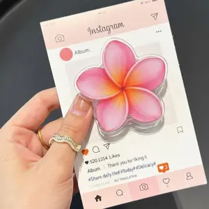 Hawaiian Flower Phone Grip - Magnetic Pop Socket & Kickstand - Cute Pink Floral Phone Holder