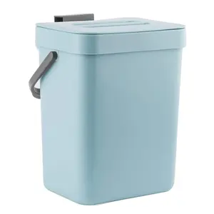Compost Bin Kitchen, Small Compost Bin for Kitchen, Countertop Compost Bucket with Lid, Odorless  Trash Can for RV/Office/, Mini   Bin for Countertop, 3L/0.8 Gal, Blue