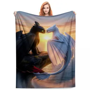 How to Train Your Dragon Toothless Flannel Blanket Cozy Lightweight Warm for Couch Bed Travel Home Decor Perfect Gift for Christmas Birthday Mom Wife Movie Fans