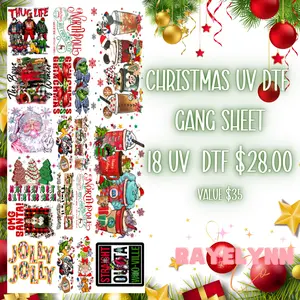 CHRISTMAS UV DTF (STICKER) PREMADE GANG SHEET