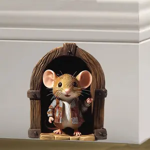 3D Cute Mouse Hole Sticker, Creative Cartoon Self-adhesive Decorative Wall Decoration Sticker, Suitable for 3D Effect Home Decoration in Bedrooms, Living Rooms or Entrances, Enhancing The Beauty and Cleanliness of Rooms, Decal Sticker
