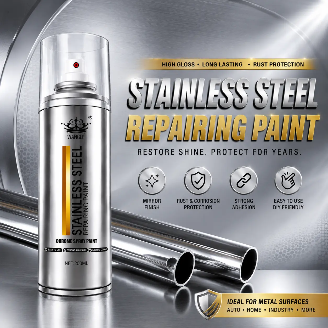 Professional Chrome Coating & Faded Metal Restorer . Repair Dull Bumpers & Grilles to a Shiny Mirror Finish. Long Lasting Durable Low Odor Formula for Automotive, Wheels, Metal & Household Surfaces