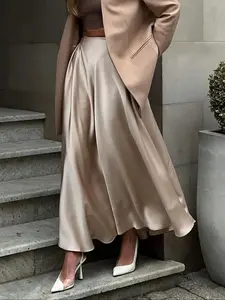 Elegant Chic High Waist Satin Fitted Long Skirt for Women, Casual Spring Summer Fashion, Comfortable Fabric, Perfect for Home or Work Commute