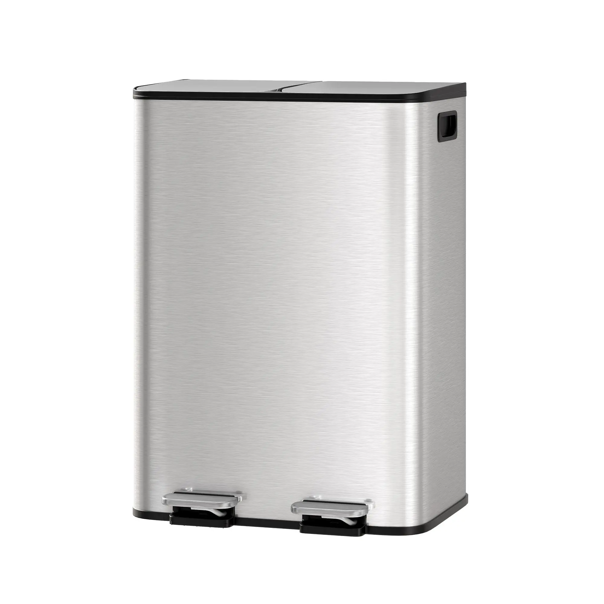 Dual Compartment Step Trash Can, Stainless Steel Kitchen Garbage Bin with Soft-Close Lid & Removable Buckets, for Waste & Recycling in Home, Dining Room, Restaurant,