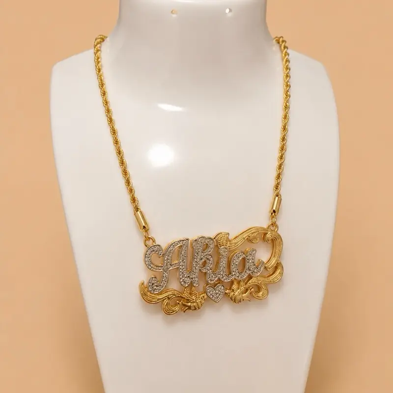 Custom two tone name necklace