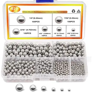 620 count 304 Stainless Steel Precision Balls,Bicycle Bearing Balls Assortment Kit,6 Sizes Steel Balls 1/4" 7/32" 3/16" 5/32" 1/8" 3/32",Precision Steel Ball F-086-620PCS