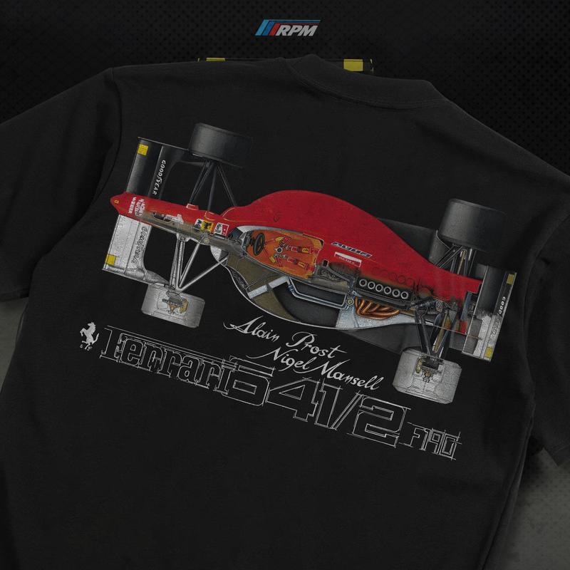 RPM Lab Ferrari F190 641/2 France 1990 Heavy Cotton T-Shirt Direct-To-Garment Breathable Printing Car Lover Menswear Apparel