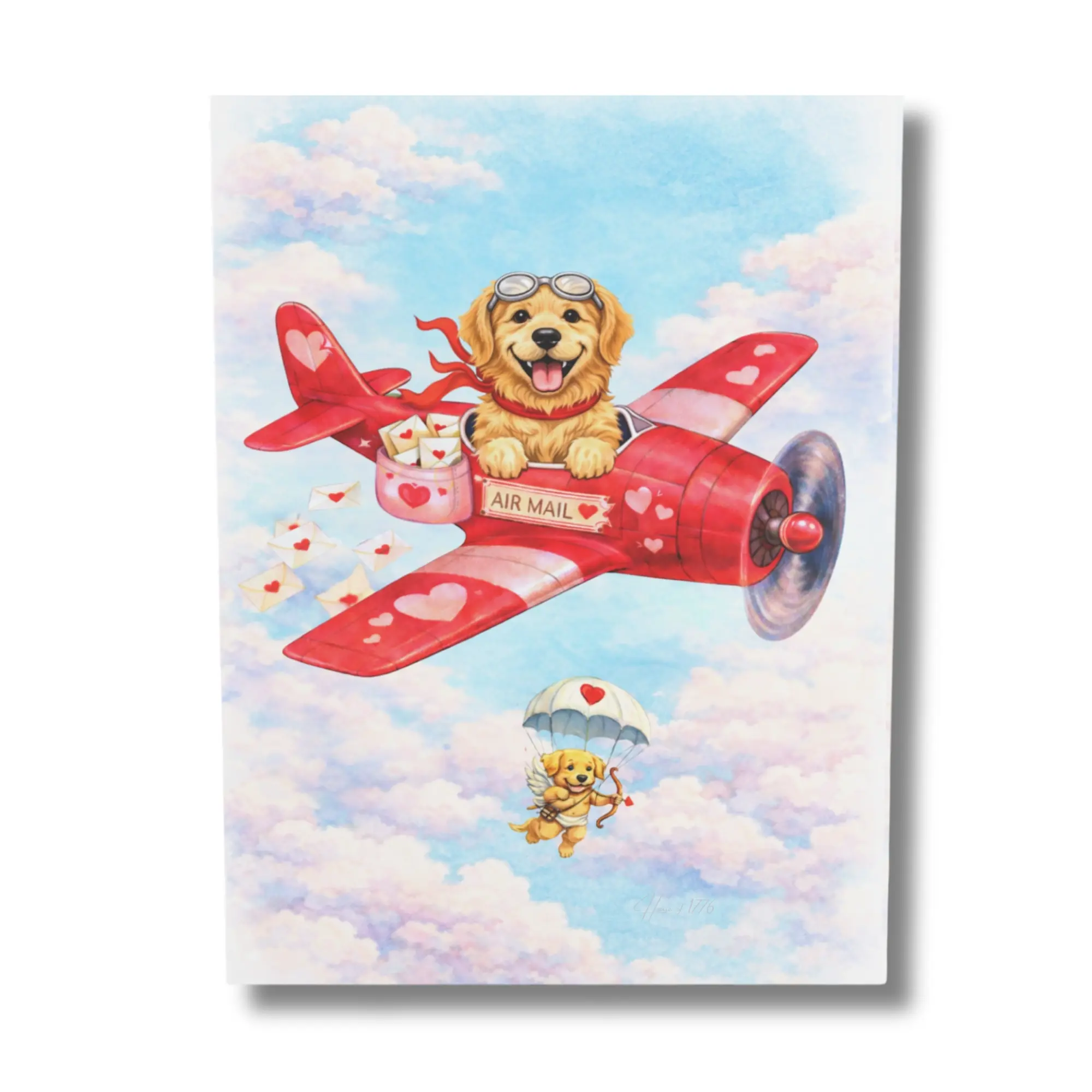 Golden Retriever Airmail Valentine Card | Love is in the Air