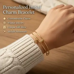 Signature Gold- Plated Initial Bangle – Adjustable | Stackable Personalized Bracelet