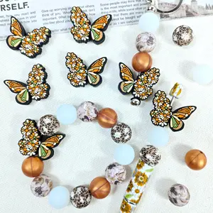 Silicone beads kit, 50pcs with a Bohemian butterfly theme, suitable for keychain, bracelets and other DIY kit accessories, perfect for new year and Valentine's Day gifts.
