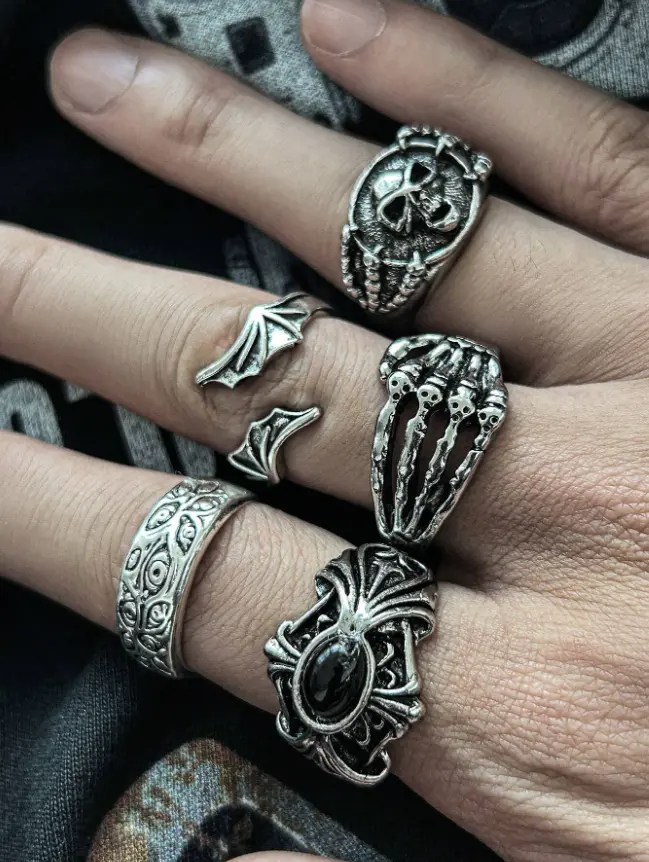 Punk Skull Star Design Rings Set Fashion Jewellery