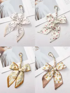 Bag Charm Handmade Woven Silk Bow Keychain, Versatile Bag Accessory, Geometric Pattern, Sweet Style, All Seasons