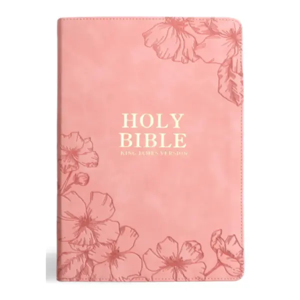 KJV Holy Bible, Giant Print with Cross-References, Soft Pink LeatherTouch with Floral Cover Design, Thumb Index, Ribbon Marker, Red Letter, Full-Color Maps, Easy-to-Read MCM Type, King James Version