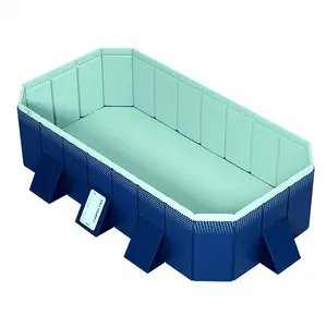 Foldable non-inflatable outdoor swimming pool for kids and adults, hard shell plastic pool, suitable for backyard and pet dogs (102 × 65 × 21inches)