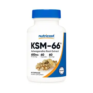 Nutricost KSM-66 Ashwagandha Root Extract 600mg, 60 Veggie Caps - 5% Withanolides - with BioPerine - Full-Spectrum Root Extract