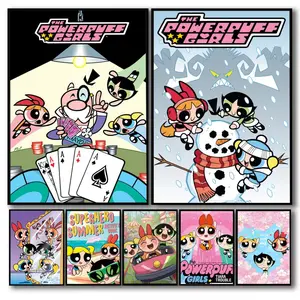 PIKPAKAPIKPAKAKawaii Cartoon P-Powerpuffs Star Poster Effortless Style Upgrade HD Wall Art | Waterproof Peel & Stick Trendy Decor | Fade-Resistant Durable Style | Chic Home Gift for Any Space