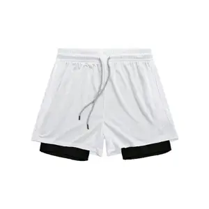 Sport Corelite Men's Bull Print 2-in-1 Sporty Shorts, Drawstring Waist, Breathable Ultra-Lightweight Quick-Drying Baggy Performance Shorts for Gym, Road Running, Sporty Sports Shorts