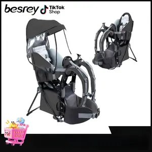 Besrey Baby Backpack Carrier, Toddler Hiking Backpack with Safety 3-Height Seat, Adjustable Straps & Waist Belt, Foldable Frame Lightweight Large Capacity Child Carrier for Hiking, 600D Oxford Cloth, Waterproof, Tear-Resistant, Scratch-Resistant, Durable