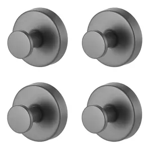 4pcs Stainless Steel Vacuum Suction Hooks, Strong Suction Cup, Eco-Friendly Reusable Shower Storage Solution, Durable Bathroom Organizer, Bathroom Organizing Accessories, Bathroom Organizer Supplies