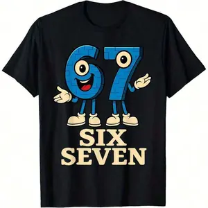 Six Seven 6-7 Casual Cartoon Printed Round Neck Pullover Short Sleeved T-Shirt KD10269456 for Kids Summer Cotton Fashion