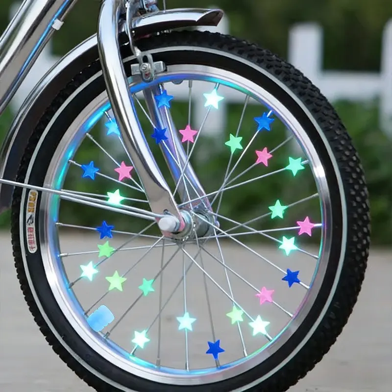 38-Piece Glow-In-The-Dark Spoke Beads & Valve Cap Set, Star-Shaped HUB Decorations for Night Cycling, Wheel Decoration, Bike Enthusiasts Gift, Bike Accessories, Bicycle Accessories