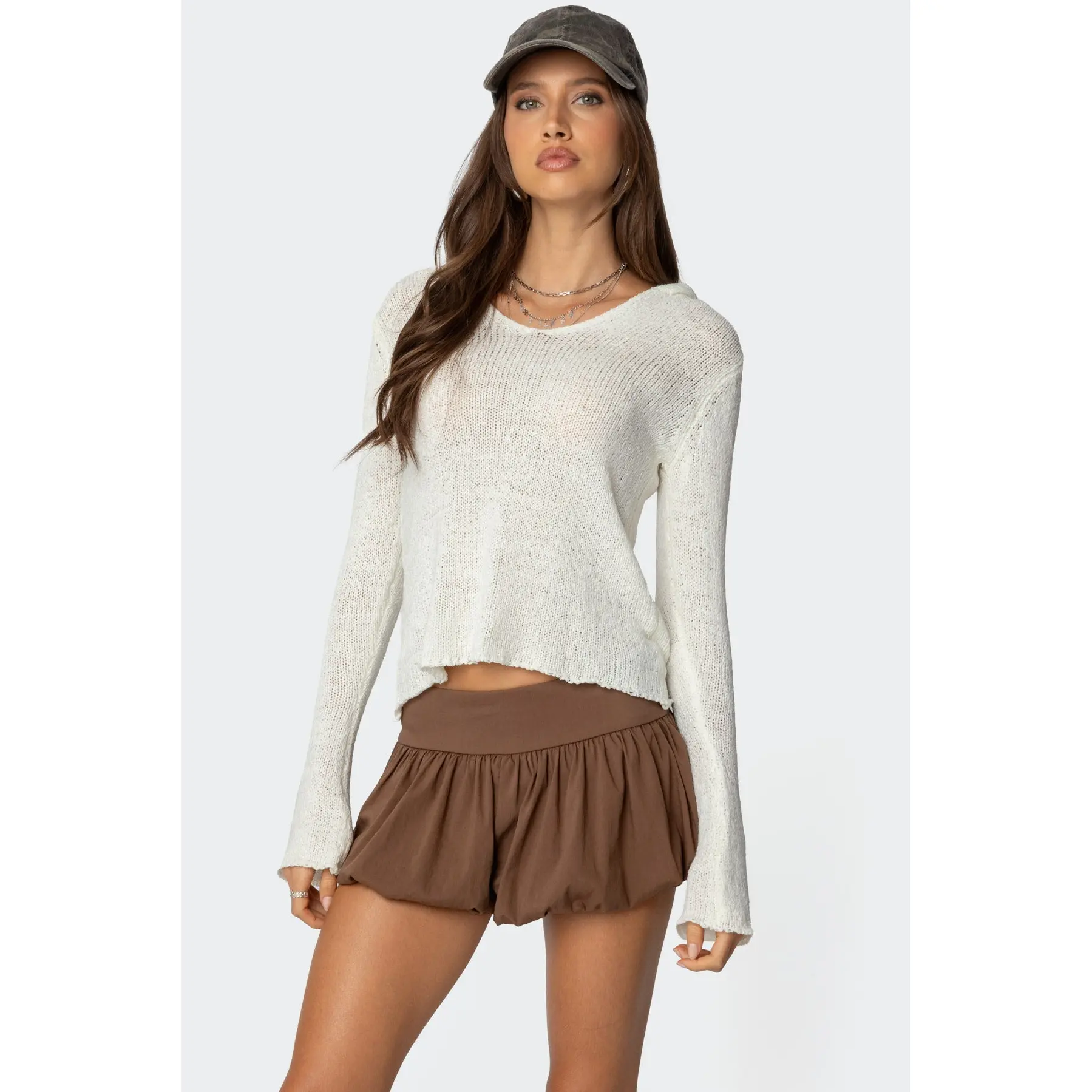 Mai Hooded V Neck Sweater